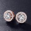Korean Full Pave Zircon Hypoallergenic Round Stud Earrings