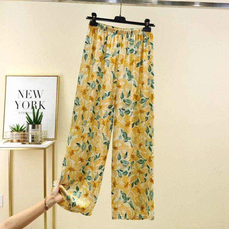 Pantaloni Casual in Cotone Sottile da Donna Estivi Larghi da Casa Lunghi a Gamba Larga