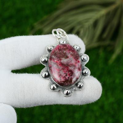 Presente de Casamento Para Ela Pingente de Gema de Tulita Natural em Prata de Lei 925
