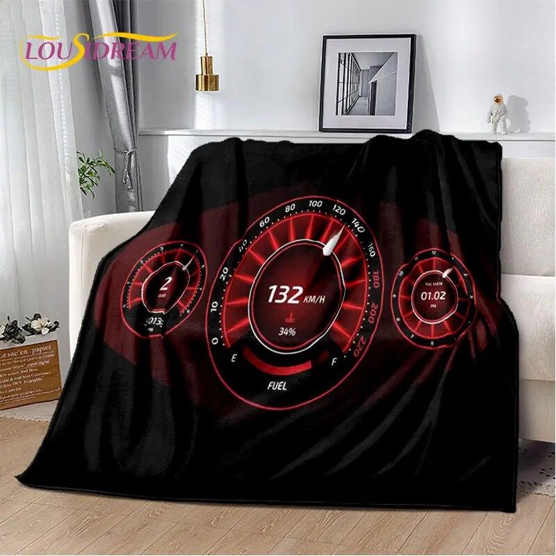 3D-Rennwagen-Armaturenbrett, weiche Plüsch-Steppdecke, Flanelldecke, Überwurfdecke für Wohnzimmer, Schlafzimmer, Bett, Sofa, Picknick-Abdeckung