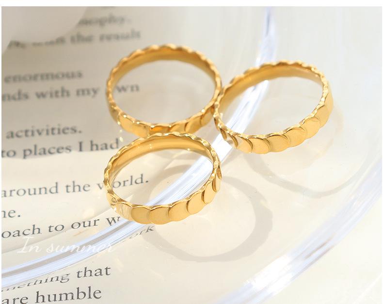 Gold-Plated Titanium Steel Unisex Matching Rings - Simple Trendy Design for Couples