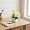 Artificial Narcissus Flower in Pot for Home Office Desk Decor Nordic Style Plastic Potted Plant No Water Needed