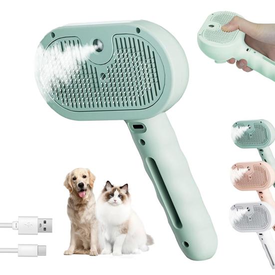 Cat Steam Brush 3 In 1 Self Cleaning Pet Grooming Tool Loose Hair Removal Dog Brush Anti-Static Reduces Shedding for Long Short Hair Pets
