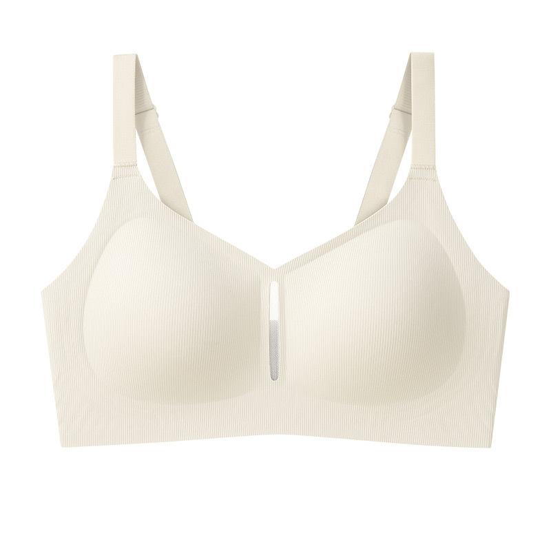 Glue bra gathered fixed cup jelly soft support big chest thin full cup large size bra one piece