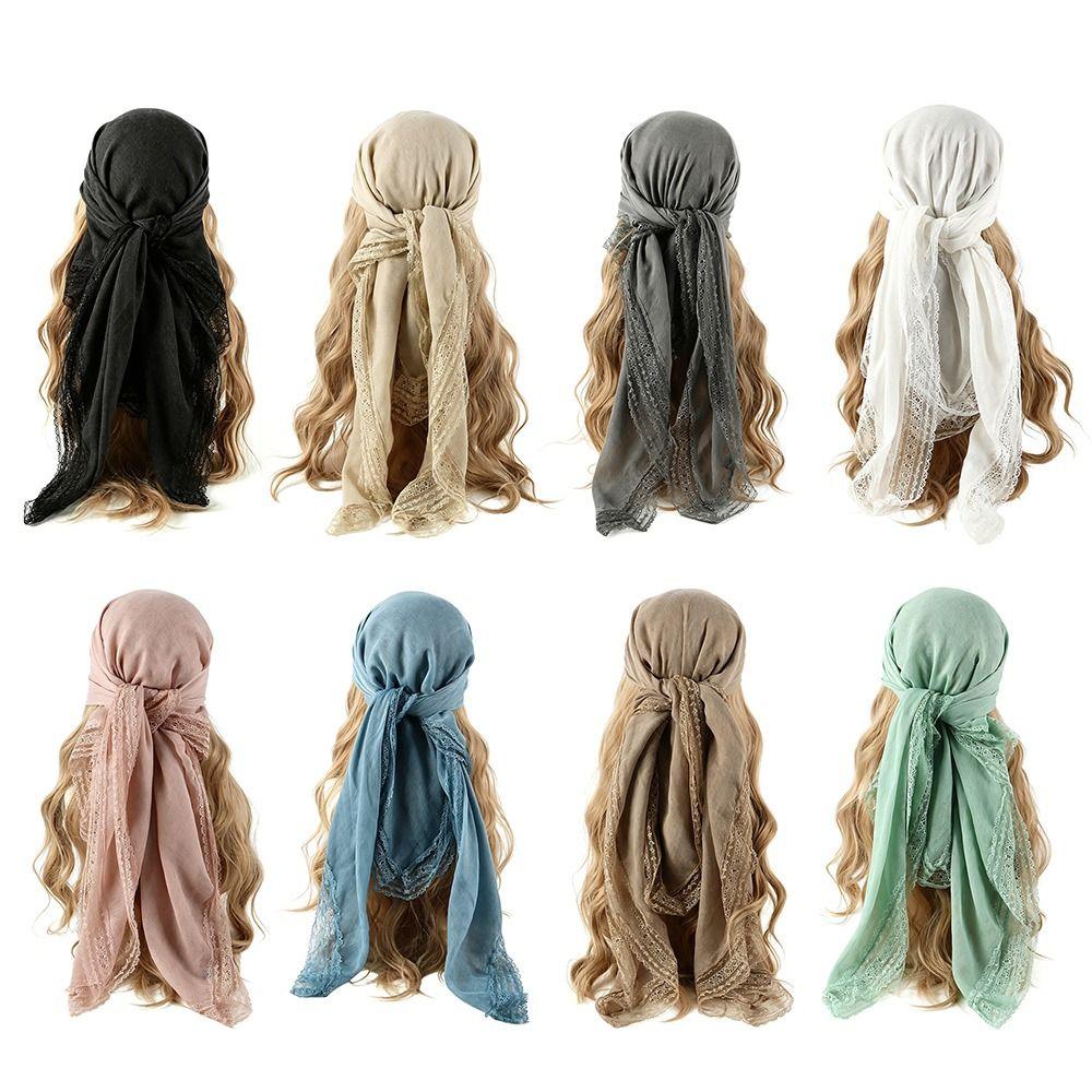 Square Shape Lace Trim Scarf Breathable Sun-Protection Shawl Fashion Bohemian Scarf
