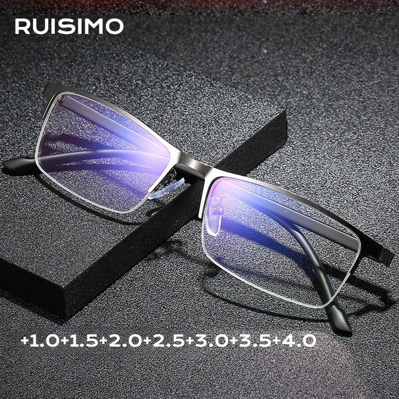 High Quality Business Readers Metal Semi-Frame For Men For Women Stylish Presbyopic Eye Glasses Farsighted Anti Blue Light Eye Wear