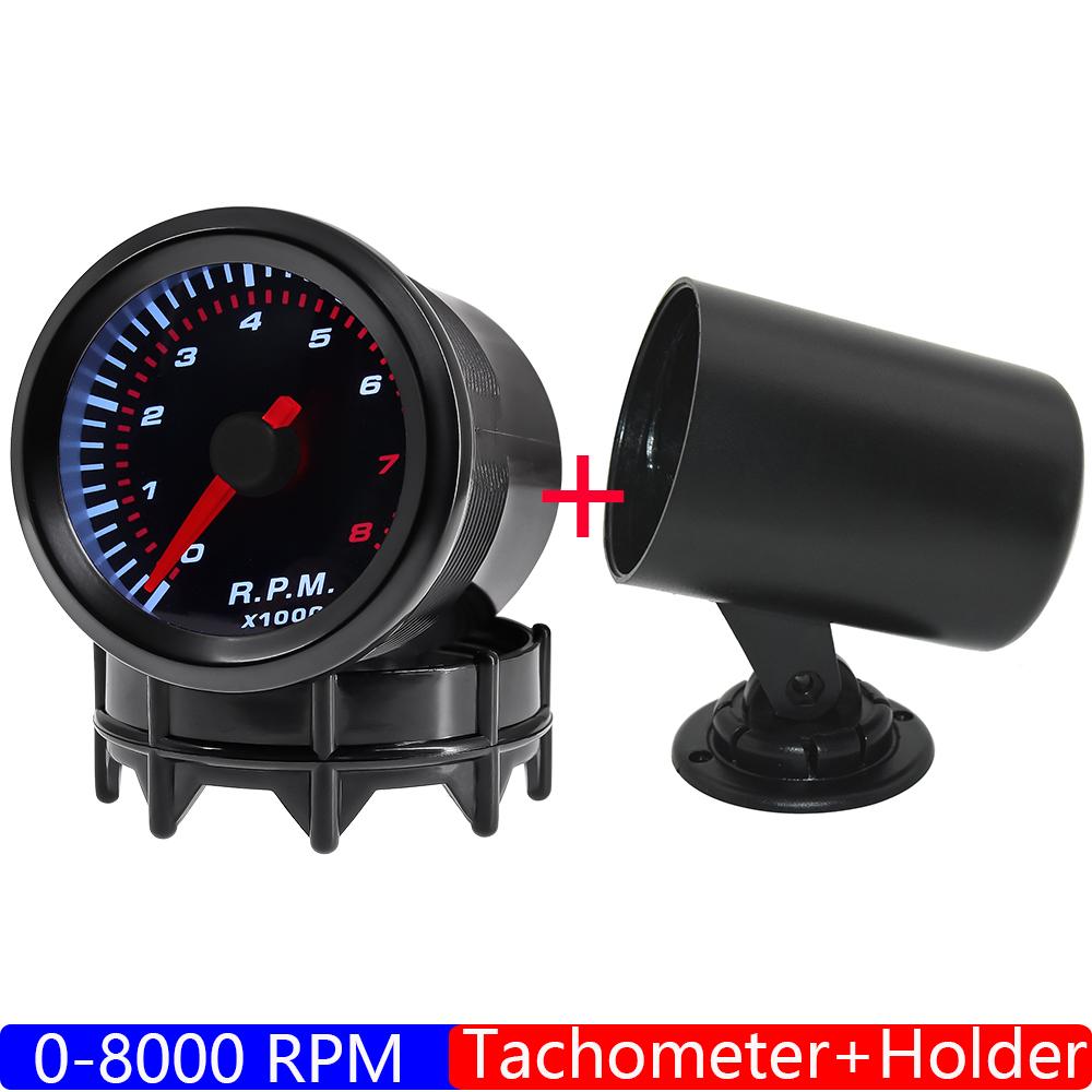 0-8000RPM 52MM Tachometer with White Light for Gasoline Enginee Car 4/6/8 Cylinder Tacho Gauge Smoked Face Pointer RPM Meter 12V