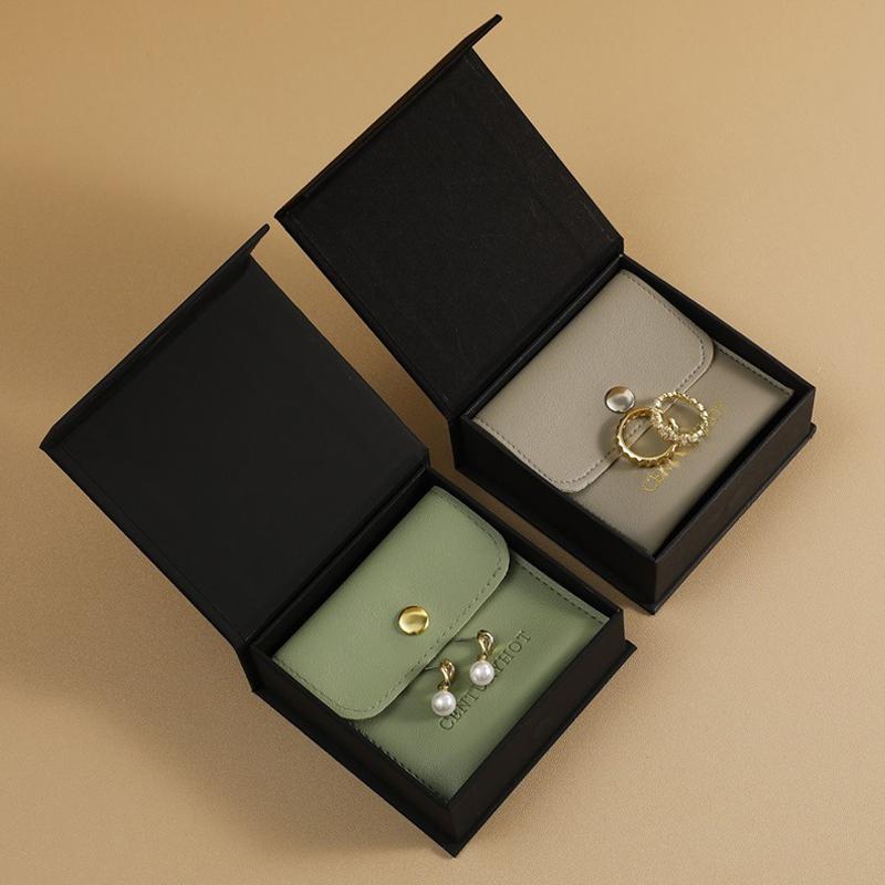 Pu-Ledertaschen-Set Klappdeckel-Papier-Schmuckschatulle Aufbewahrung für Halsketten, Armbänder, Ohrringe Geschenkbox High-End-Schmuckorganizer