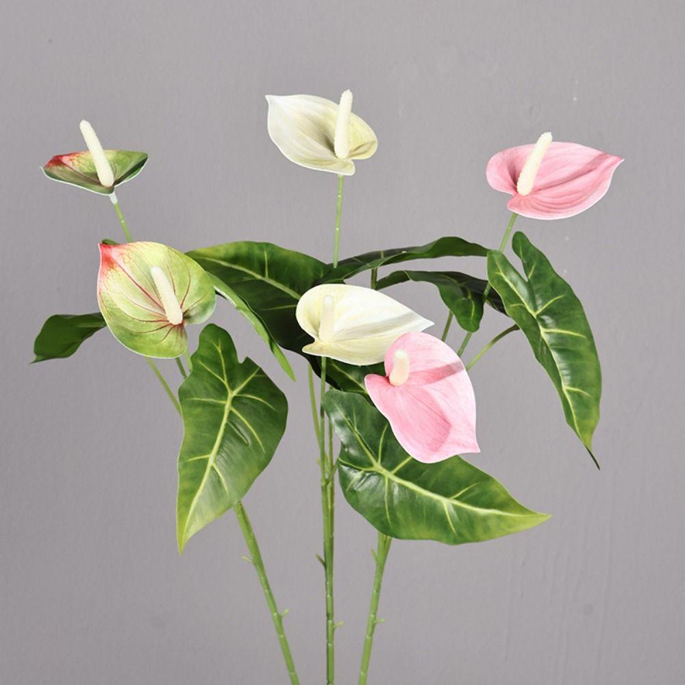 2 Forks Artificial Anthurium Multicolor Simulation Plant NEW Artificial Flower  Home Decoration