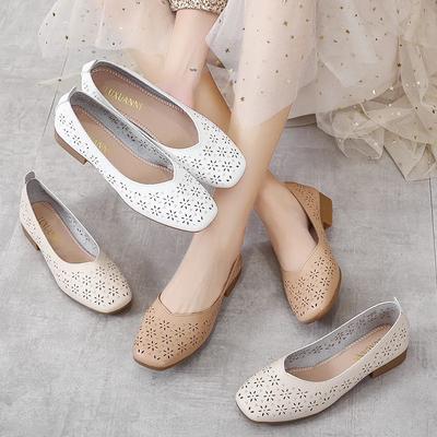 Weiche sohle hohl einzelnen schuhe frauen niedrigen absätzen flache schuhe frühling sommer casual schuhe mode alle-spiel faul beanie hohe heelsfw4