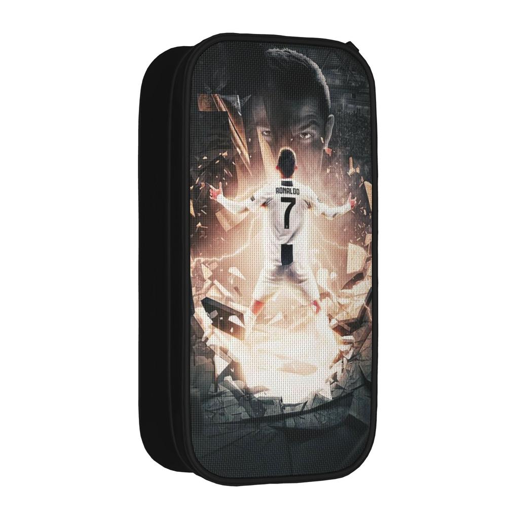Portuguese Footballer Pencil Cases Lovely CR-7 Pen Box Bag Girl Boy Big Capacity Office Zipper Pencilcases