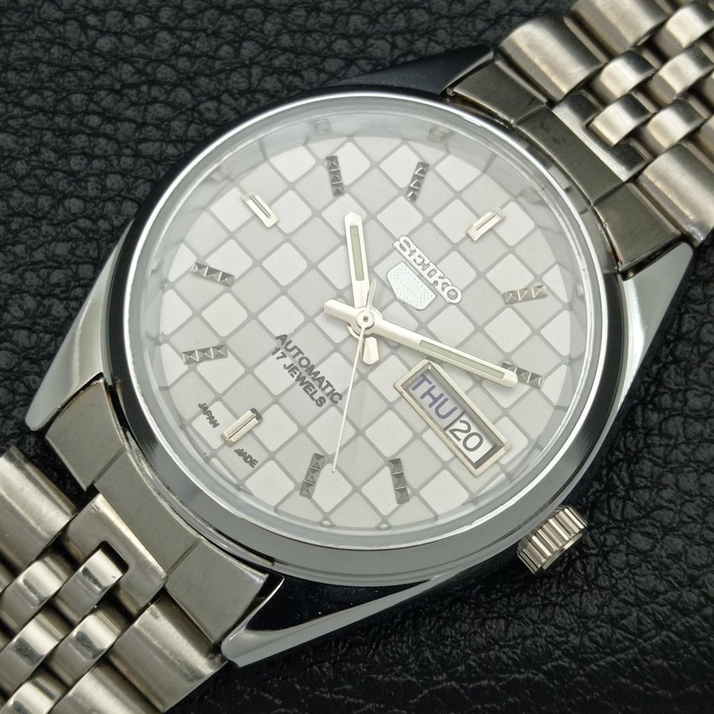 REFURBISHED SEIKO 5 AUTOMATIC MENS WATCH JAPAN MADE WHITE DIAL CUSTOM A440098-2 QV90-a440098
