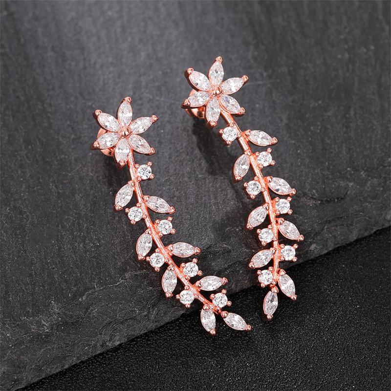 

Huitan Trendy Flower Earrings for Women Full Paved Sparkling Cubic Zirconia Temperament Sweet Ear Accessories Fancy Gift Zircon