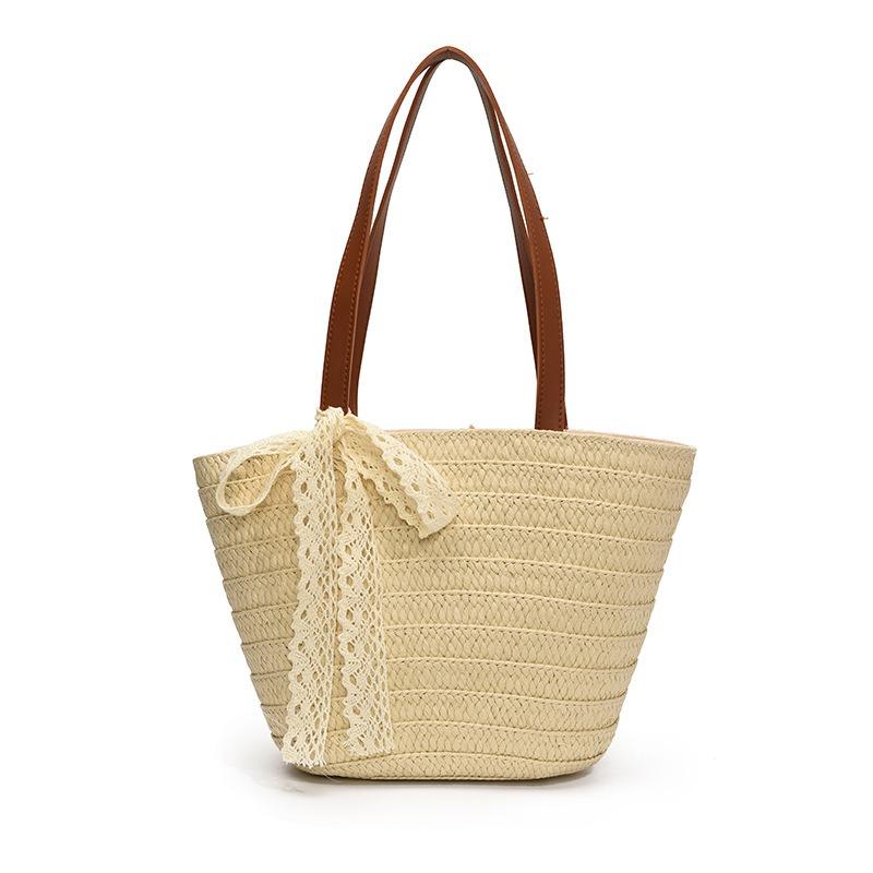 New Beautiful Casual Fashion Simple Woven Holiday Idyllic Large Capacity Portable Tote Bag Shoulder Armpit Bag