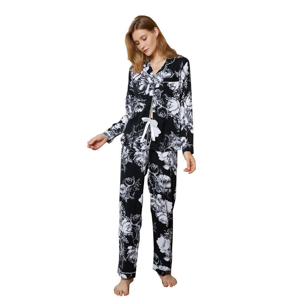 European and American Pajamas Women's Autumn and Winter Long-sleeved Trousers Homewear Suit Can Be Worn Outside Ebay