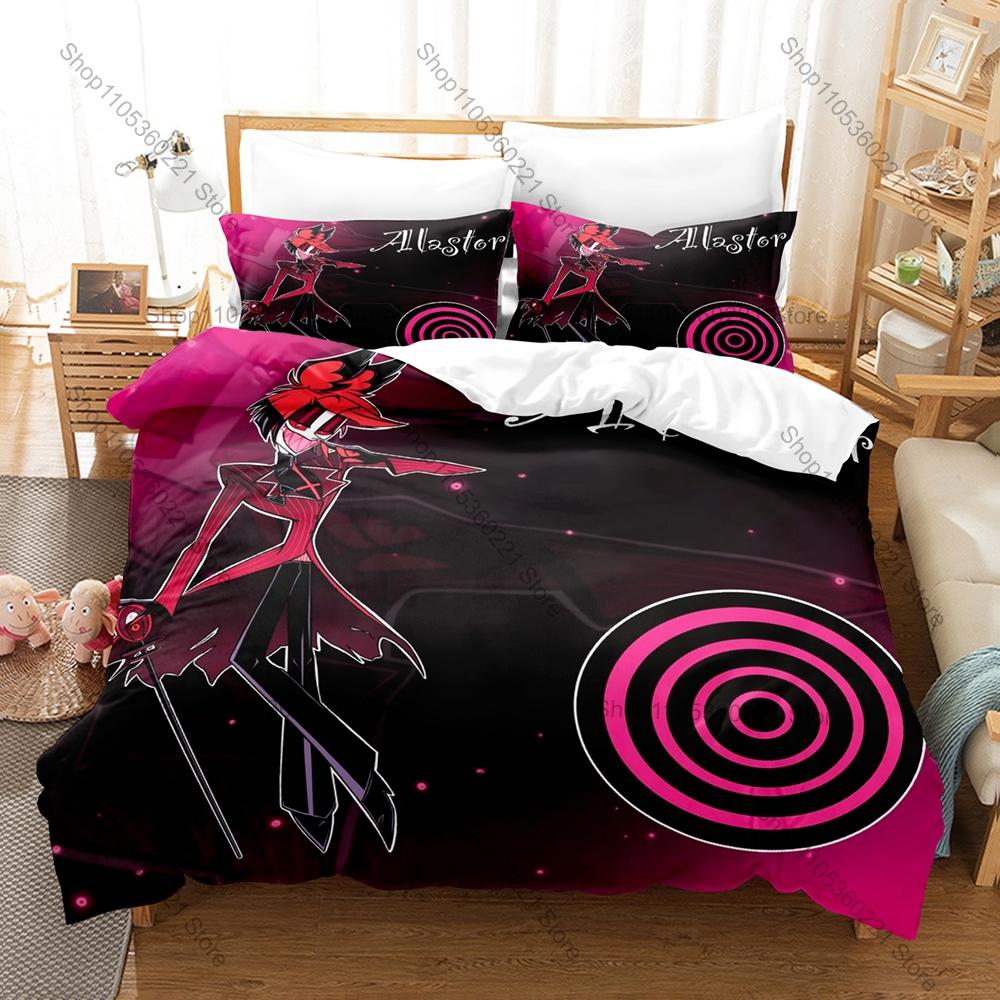 Ensemble Housse de Couette Alastor Radio Demon 3 Pièces Ensemble de Literie Doux Microfibre Décoration Chambre à Coucher Salon Maison Lin Toutes Tailles 100x130CM