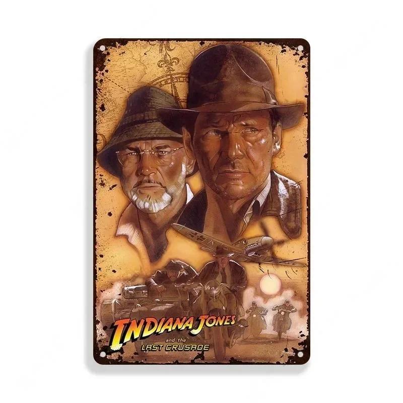 Classic Movie Tinplate Poster Indiana Jones Metal Sign Retro Industrial Wall Decor Plaque Bar Garage Home Tin Sign Art Plates