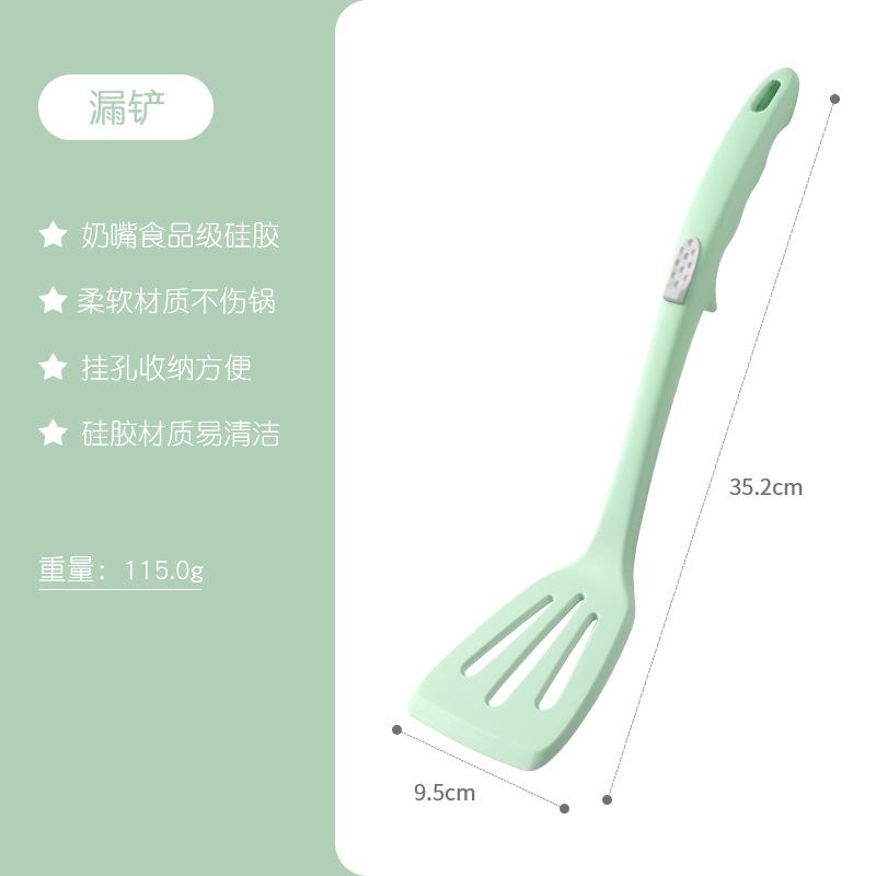 Heat Resistant Silicone Kitchen Utensils Set Easy to Clean Non-Stick Spoon And Cooking Spatula Set Green