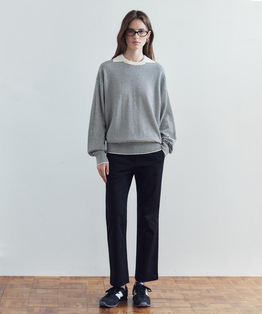 SIYAZU Sikn2207 Wool Blend Preppy Striped Knit_Cream