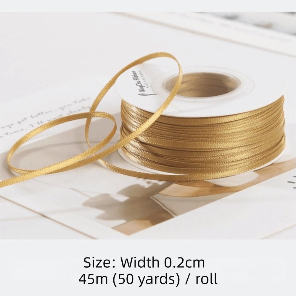 New 2mm Satin Ribbon DIY Double Sided Bow Making Ribbon Glossy Finish Solid Color Gift Packaging Ribbon Gift Box Decoration