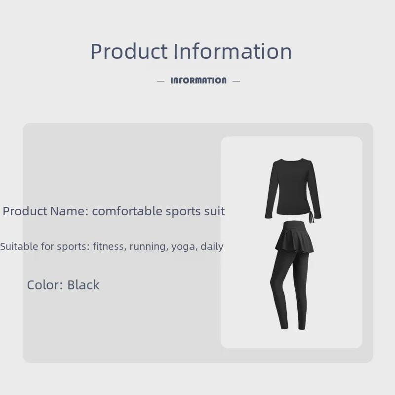 Two-Piece Women's Yoga Skirt Set: Long Sleeve Sports Top for Running, Fitness, and Pilates
