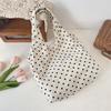 1 Polka Dot Canvas Bag Women's New Large-capacity Velvet Shoulder Bag Simple Casual Commuter Bag Women