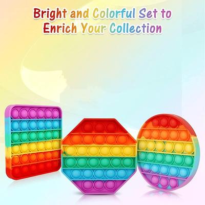 3pcs Multifunctional Rainbow Pop It Fidget Toys, Bubble Sensory Toys for Kids and Adults, Stress Relief, Multiple Shapes