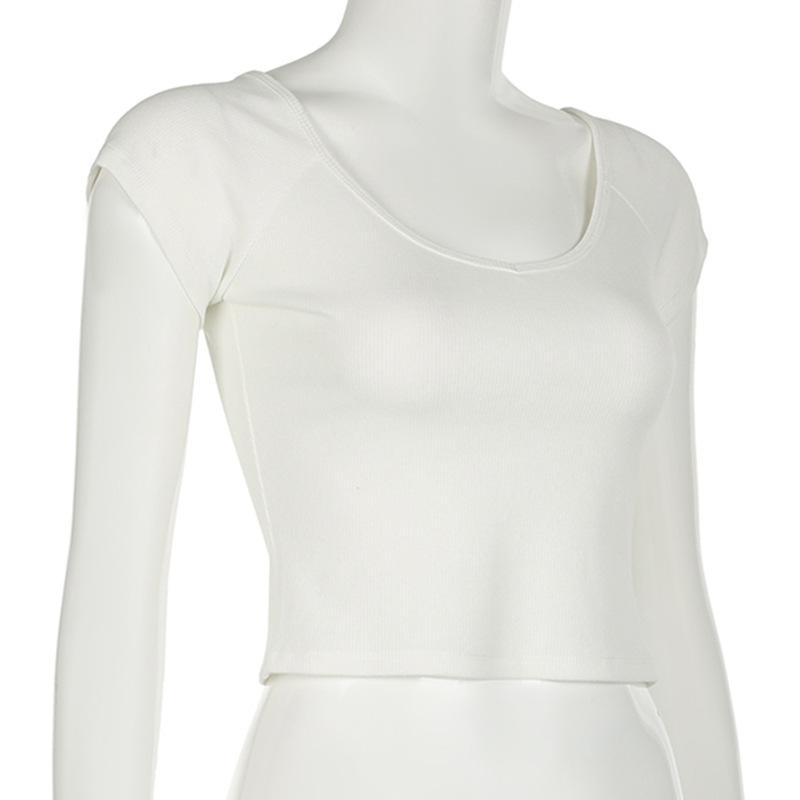 European and American Summer Retro U-neck Backless Slim Fit Short Top