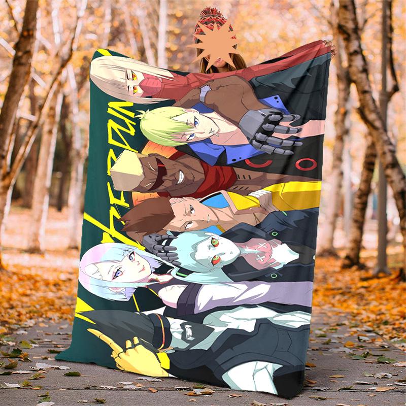 Cyberpunk Flannel Blanket Soft Warm All-Season Throw, Design for Camping, Car Travel, Hiking Sofa, Bed, Office Perfect Gift for Parties