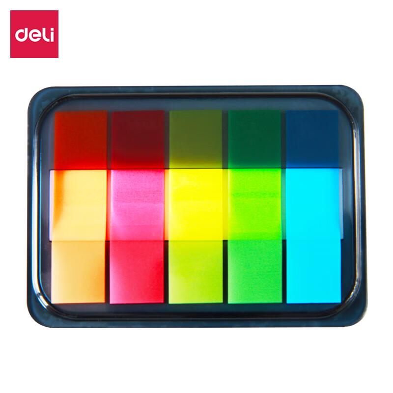 Deli 5-Color Fluorescent Index Sticky Notes, 44x12mm