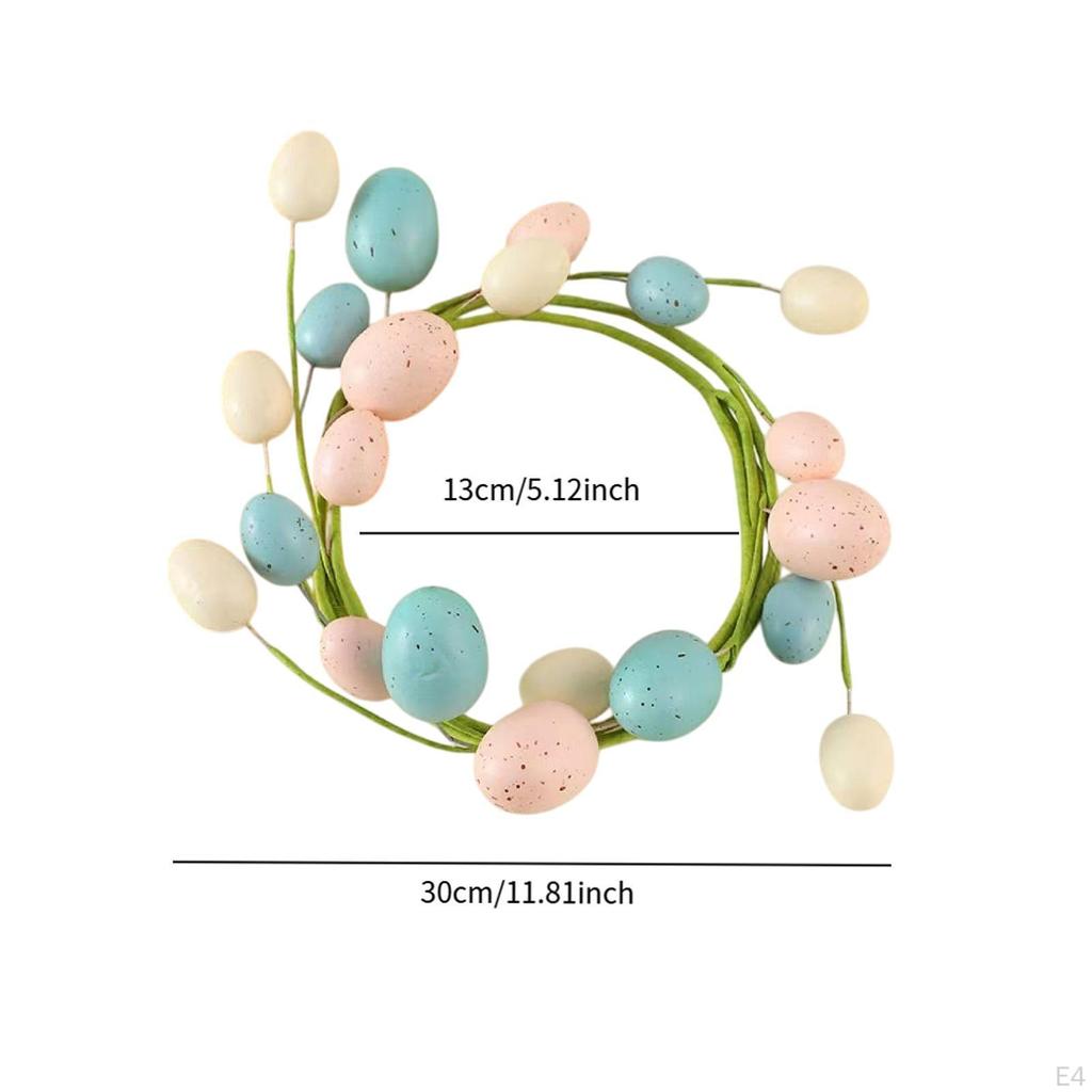 Easter Eggs Ring Wreath Artificial for Front Door Handcraft Spring Decor Home Indoor