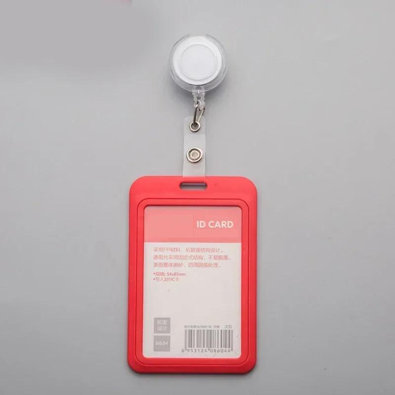 Women Man Credit Card Cover Case with Retractable Buttons Pouch Creative Transparent Nurse Badge Doctor ID Holder Clip Badge