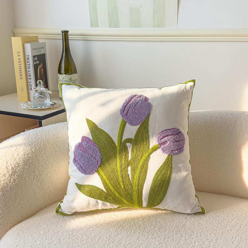 1PC Plant Flower Pattern Polyester Cushion Cover, Pillow Cover, Room Decor, Bedroom Decor, Sofa Decor, Collectible Buildings Accessories