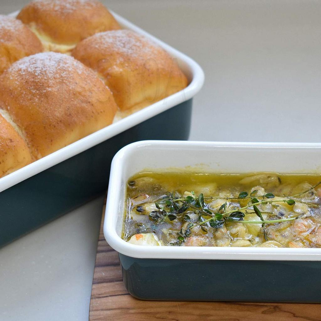 Fuji Enamel Shallow Square Container S 042L Light Gray Freezer safe resistance temperature Body Oven safe Cotton LG (Cold -20 degrees) CTN-S