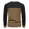 Men's Autumn New American Retro Long-sleeved Colour Blocking Henry Collar Bottoming Shirt Men's T-shirt