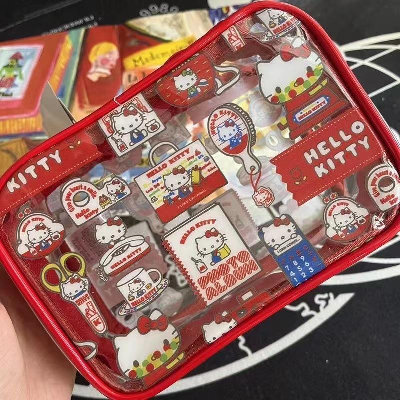 Large Transparent PVC Makeup Bag - Cartoon Design, Waterproof, Portable Skincare and Wash Storage