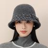 Autumn and Winter Warm Elegant Temperament Wool Woolen Basin Hat Retro Bucket Hat Windproof and Warm