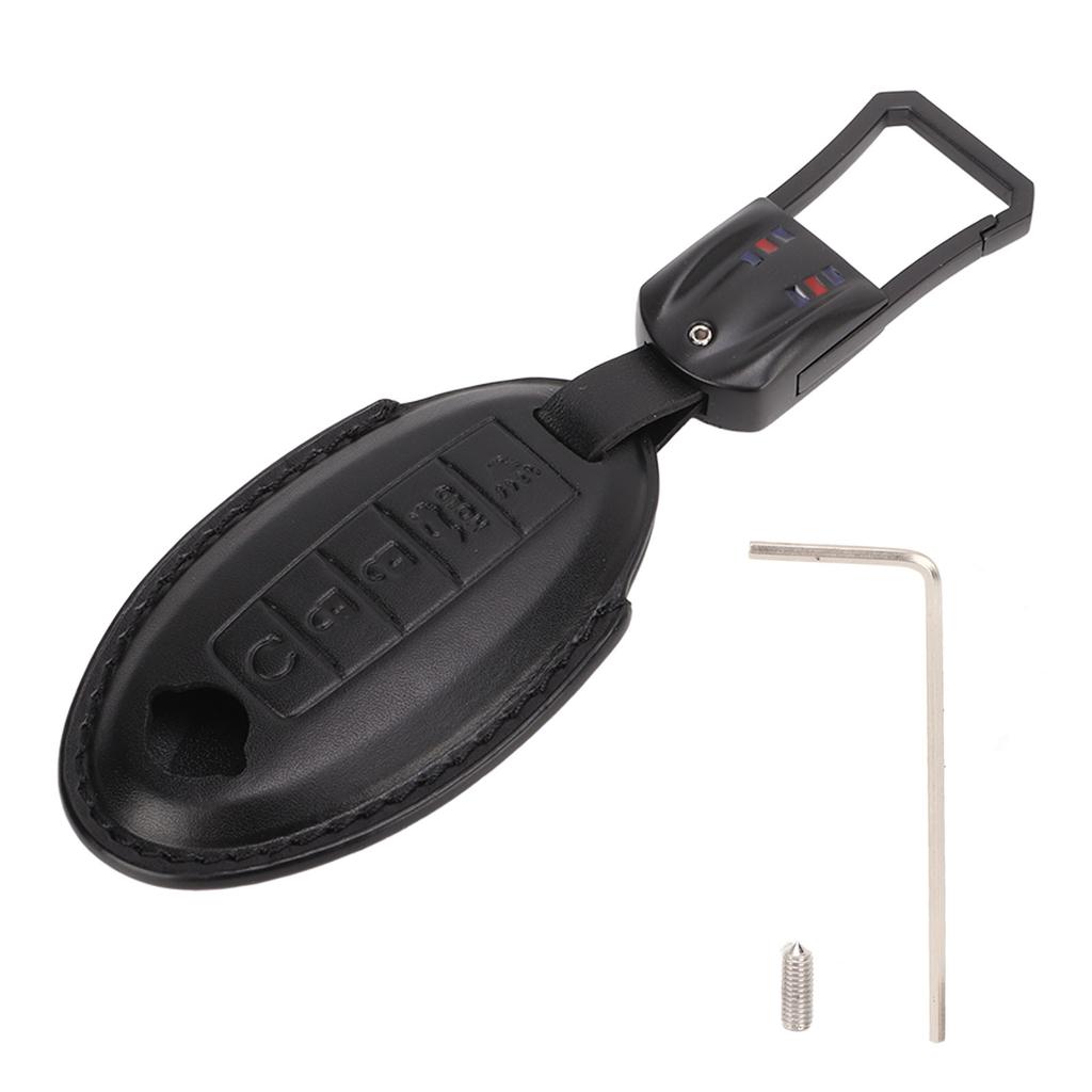 5 Buttons Smart Remote Car Key Case Leather Key Fob Cover Replacement for INFINITI JX35 Q50 Q60 QX56 QX60 QX80