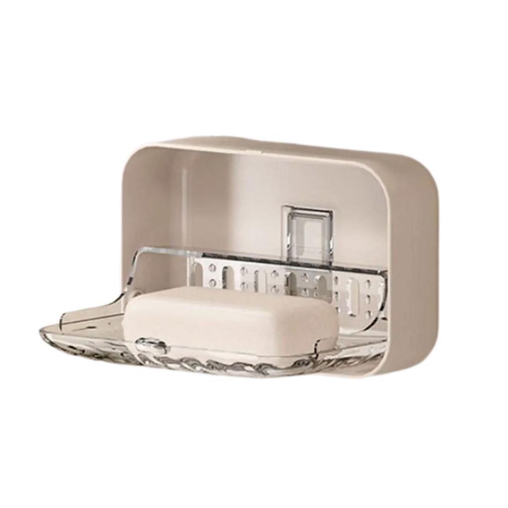 Adhesive Soap Dish with Glacier Texture Design Drainage Holes Bathroom Organizers Wall Mount Storage Organizers