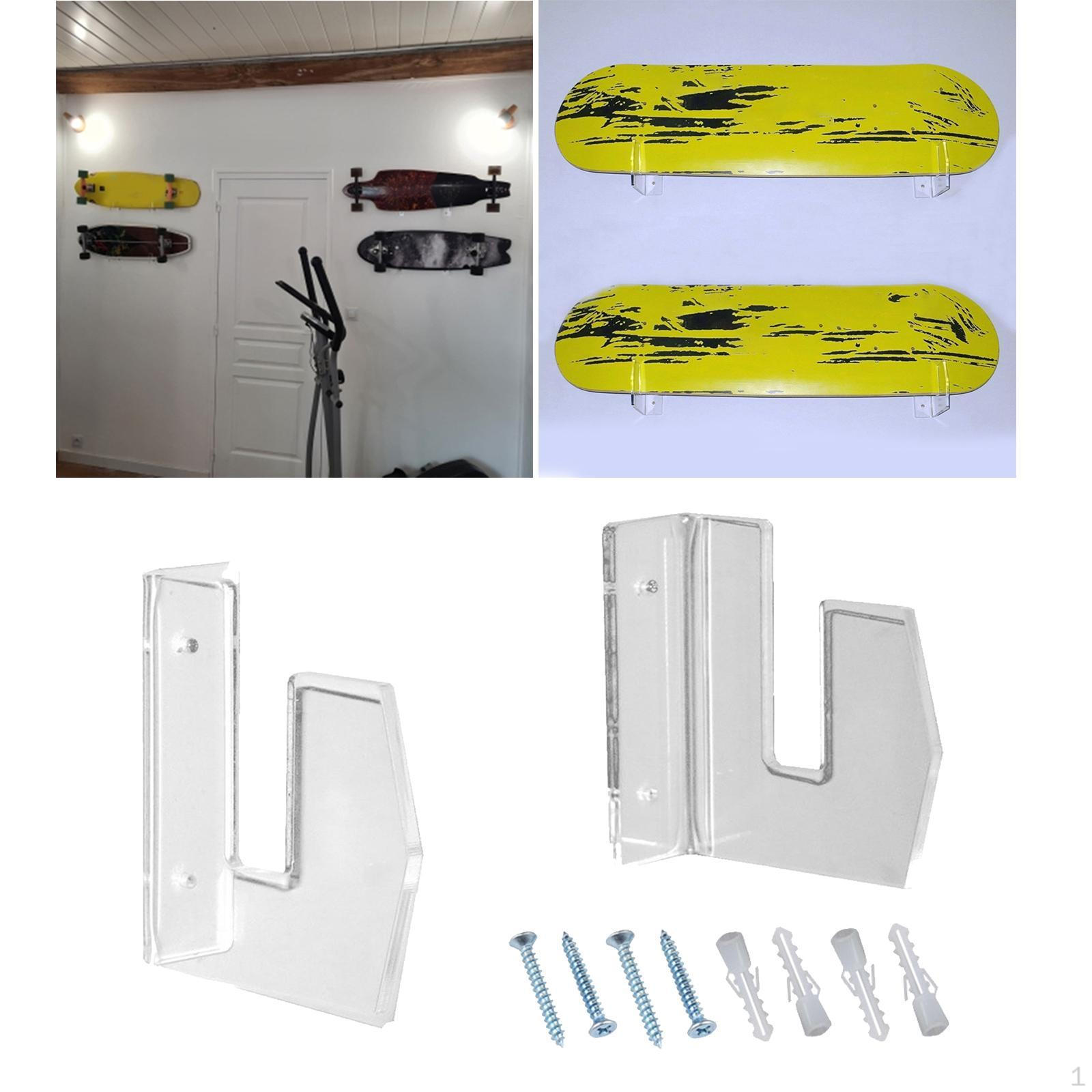 

Skateboard Wall Mount Display Rack Clear 1 Pair Holder for Longboard Skis