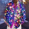 Christmas Men's Long-Sleeve Shirt, Red and White Color Block, Christmas Ball and Snowflake Pattern, Holiday Party Shirt