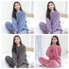 Women's Coral Fleece Pajamas Set: Velvet, Jacquard, Long Sleeve, Two-Piece, Warm & Loose for Autumn/Winter