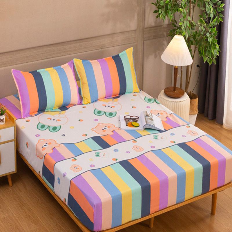 Floral Printed Bed Sheet Washed Bedding for Single and Double Beds