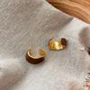 Semi-Round Drop Glaze Wide-Sided Metal Stud Earrings, Simple And Versatile Light Luxury, Unique Retro Maillard Temperament Earrings