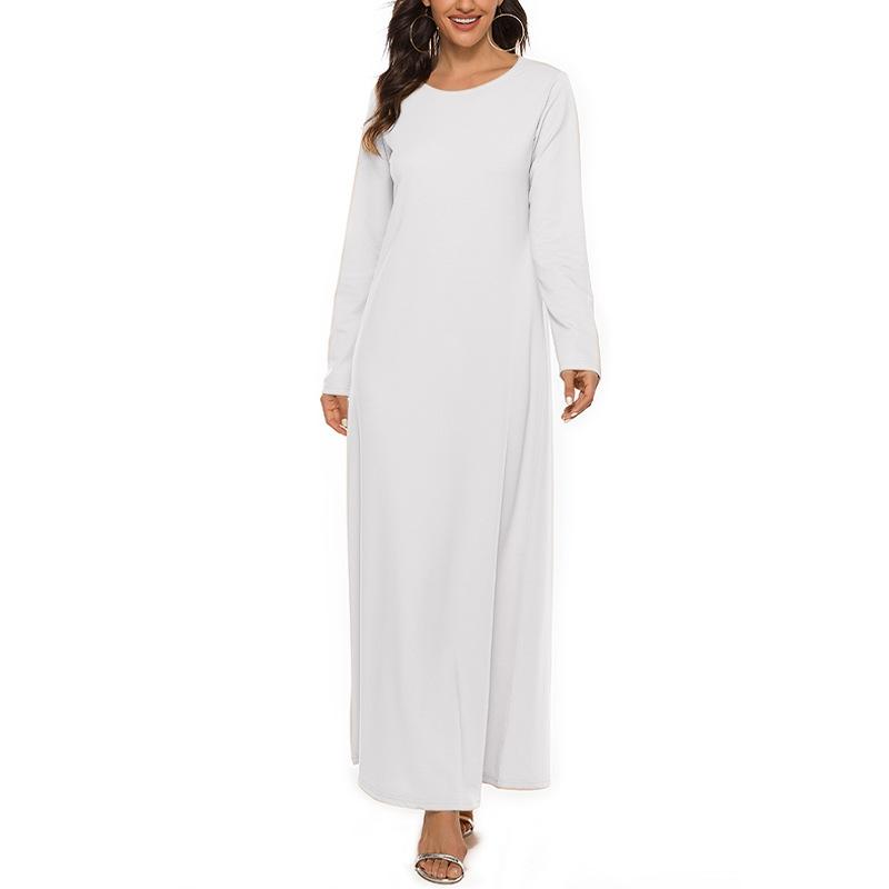 Muslim Worship Service Basic Long-sleeved Inner Round Neck Dress