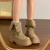 Retro thick-soled Martin boots women's autumn and winter small man height-increasing and thin short boots