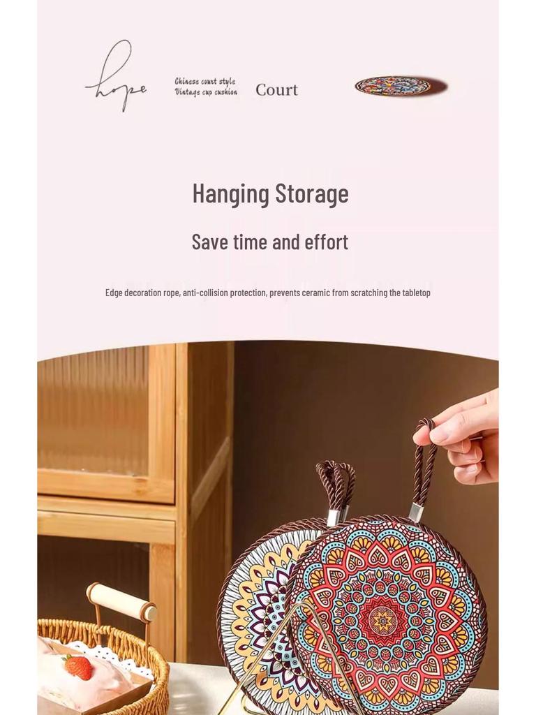 High Temperature Resistant Retro Enamel Pot Mat: Non-Slip, Anti-Scald Ceramic Pad for Dining Table