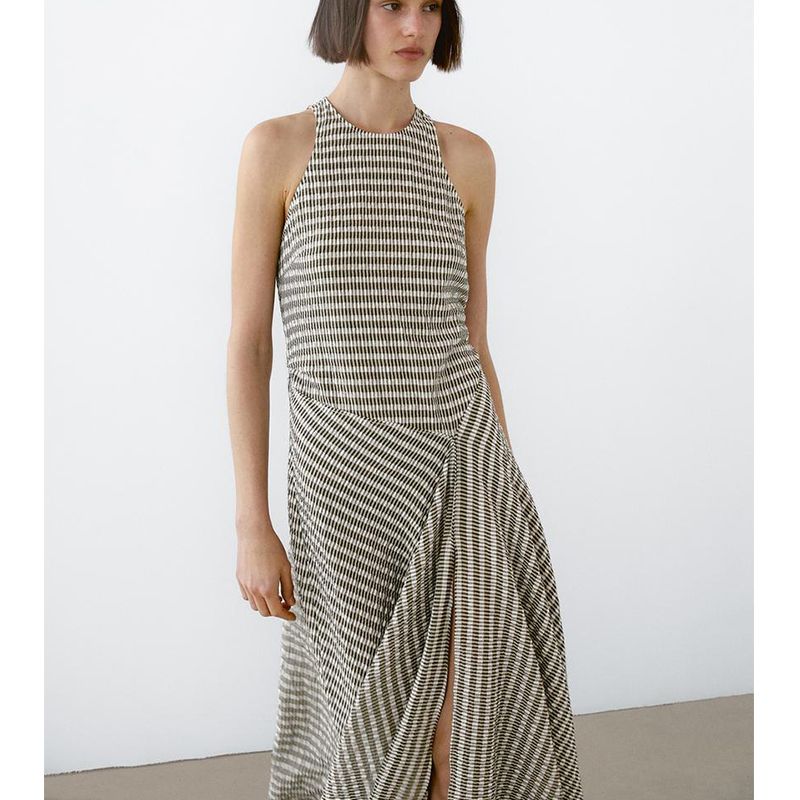 MD Summer New Arrival Women's Clothing French Plaid Gentle Stylish Skirt Long Sleeveless Dress 6696595