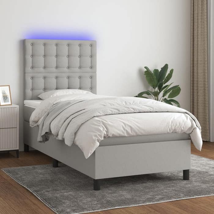 VidaXL Sommier à Lattes de Lit avec Matelas et LED, Lit Rembourré, Lit Simple, Lit Adulte de Chambre à Coucher Intérieur, 3135173