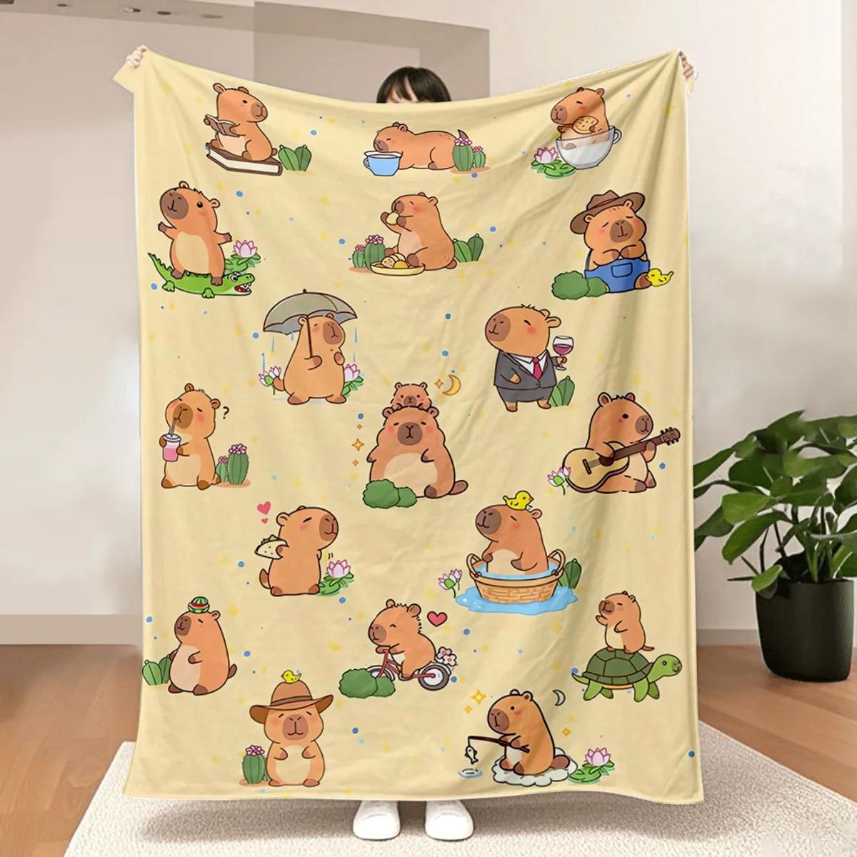 Подарки с капибарой Плед Уютный плед с капибарой (Велосипед Гитара Чтение) для Рождества Дня Рождения Теплый Легкий Диван Так 70x100cm